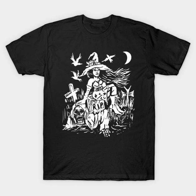 Glamour Graveyard Witch Spooky, Goth, Punk T-Shirt by LunaElizabeth